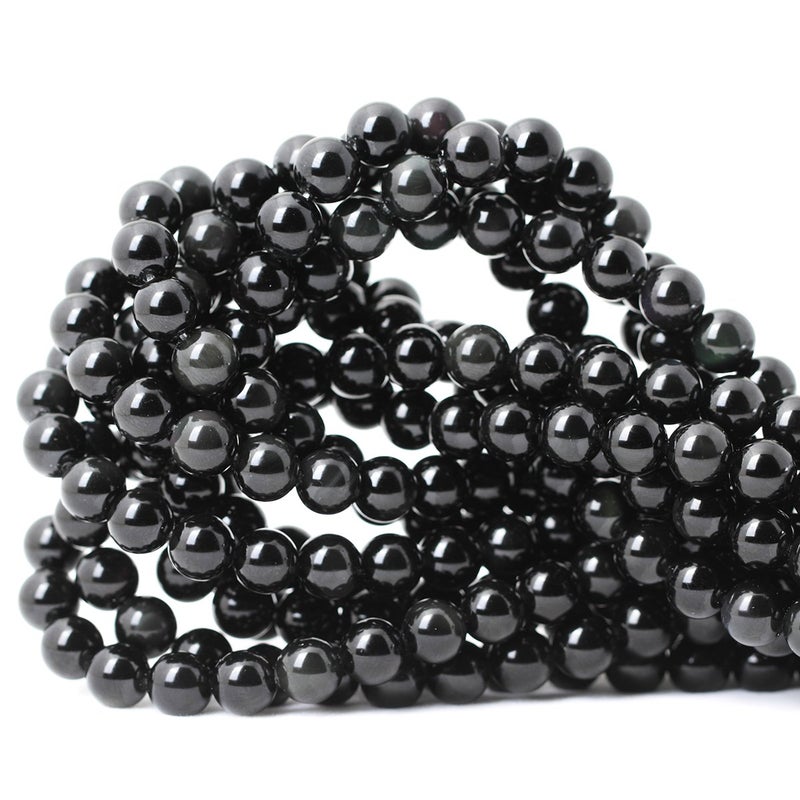 CHEAVIAN 45PCS 8mm Natural Black Obsidian Gemstone Round Loose Beads Crystal Energy Stone Healing Power for DIY Jewelry Making 1 Strand 15" - Image 3